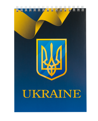 Блокнот на пружині зверху UKRAINE, А-5, 48л., клітка, картонна обкладинка, синій BM.24545104-02 фото