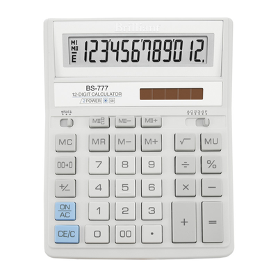 Калькулятор Brilliant BS-777WH, 12 разрядов, белый BS-777WH фото