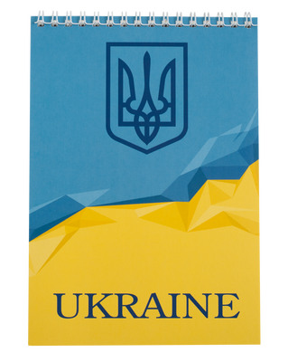 Блокнот на пружині зверху UKRAINE, А-5, 48л., клітка, картонна обкладинка, блакитний BM.24545104-14 фото