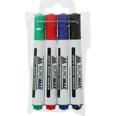 Набір з 4 маркерів для магн. дошок (чорн., син., зел., черв.) BM.8800-94 фото