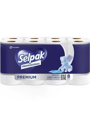 Рушник паперовий Selpak Professional Premium, 3 шари, 8 рул/упаковка (3 уп/ящ) 18218 фото