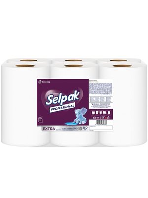 Бумажное полотенце Selpak Professional целюлозное с центральной вытяжкой, 1 слой, 250 м,1000 шт, 6 рул/упаковка (1уп/ящ) 76767 фото