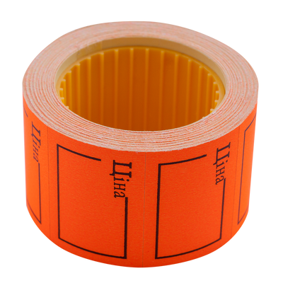 Ценник 35x25 мм, "ЦІНА", (240 шт, 6 м), прямоугольный, внешняя намотка, оранжевый BM.282106-11 фото
