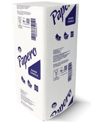 Бумажные полотенца Papero V-сложения, 2 слоя, 150 шт, 220х210 мм RV023 фото