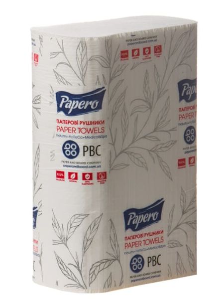 Бумажные полотенца Papero V-сложения, 2 слоя, 150 шт, 220х210 мм RV023 фото