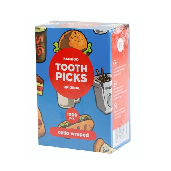 Зубочистки бамбукові в індивідуальній упаковці К-Tooth Picks 1000 шт 5995 фото