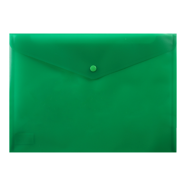 Папка-конверт, на кнопке, А4, матовый пластик, зеленая BM.3925-04 фото