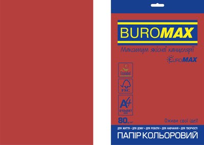 Папір кольоровий Euromax 80г/м2, INTENSIVE, червоний, 20арк. BM.2721320E-05 фото
