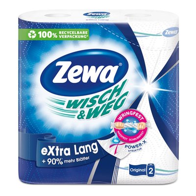 Рушники паперові Zewa Wisch Weg Extra Lang, 2 шари, 2 рул/упаковка 33300 фото