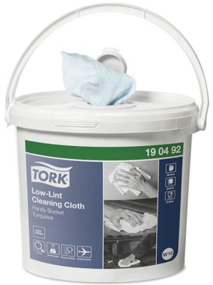 Безворсовый нетканный материал для протирания Tork Premium в ведре-диспенсере, 200 лист 60 м, голубой 190492 фото