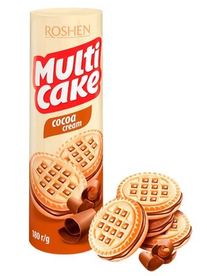 Печиво-сендвіч Roshen Multicake з начинкою какао 180 г 09077 фото