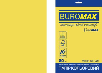 Бумага цветная INTENSIVE, EUROMAX, желтая, 20 л., А4, 80 г/м² BM.2721320E-08 фото