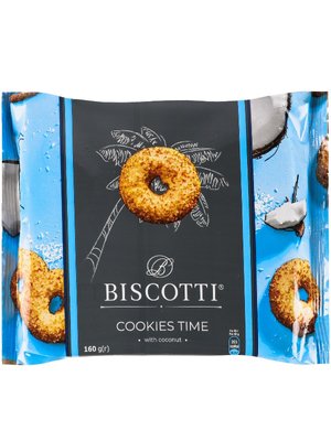 Печенье Biscotti Cookies Time с кокосом 160 г 20127 фото