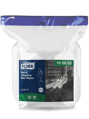 Вологі серветки Tork Premium для очищення рук, 58 арк, білі 190692 фото
