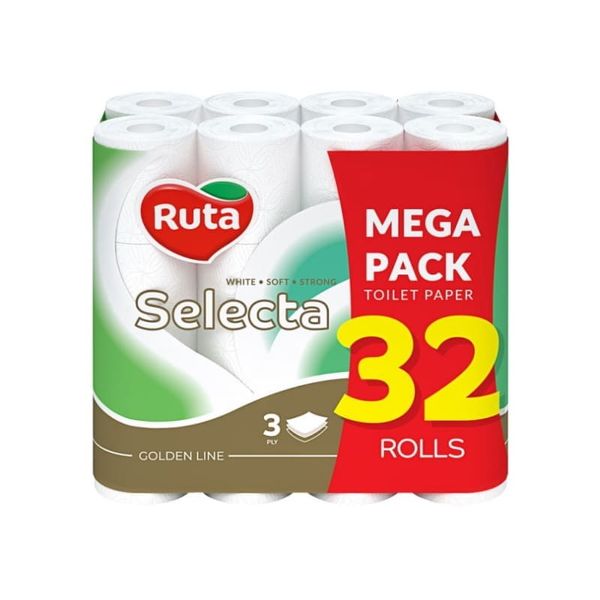 Папір туалетний тришаровий Ruta Selecta, упаковка 32 шт 92687 фото