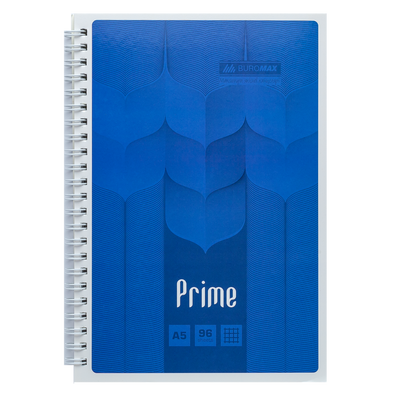 Зошит на пружині PRIME А5, 96л., клітка, в картонній обкладинці, синій BM.24551101-02 фото