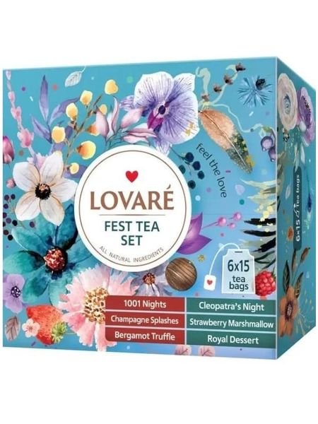Колекція чаю Lovare Fest Tea Set, 6 видів по 15 пакетиків 79907 фото