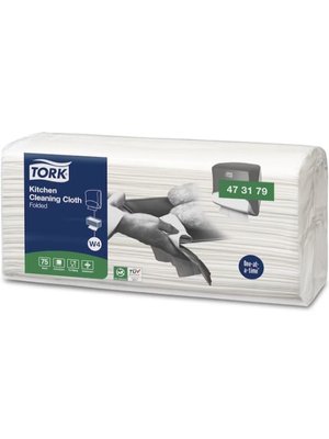 Нетканий матеріал для протирання в серветках Tork Premium для кухні, білий, 75 арк 473179 фото