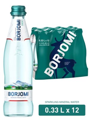 Вода Borjomi лікувально-столова сильногазована 0,33 л, упаковка 12 пляшок 01339 фото