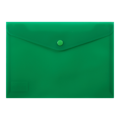 Папка-конверт, на кнопке, А5, матовый полупрозр.пластик, зеленая BM.3935-04 фото