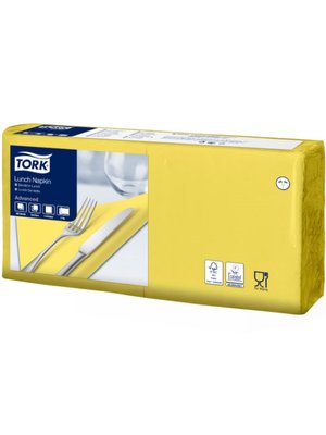 Обідні серветки Tork Advanced, 2 шари, 200 шт, 33х33 см, жовті 477841 фото