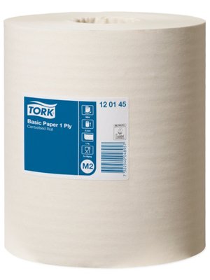 Бумажные полотенца Tork Basic Universal в рулонах с центральной вытяжкой, белые, 1 слой, 300 м, 1 рул/упаковка 120145 фото