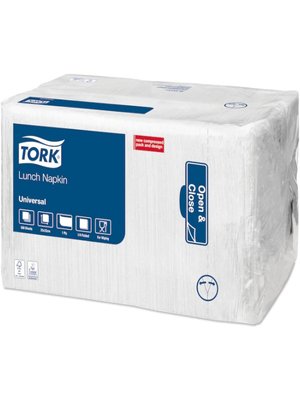 Обідні серветки Tork Universal білі, 1 шар, 500 шт/упаковка 509300 фото