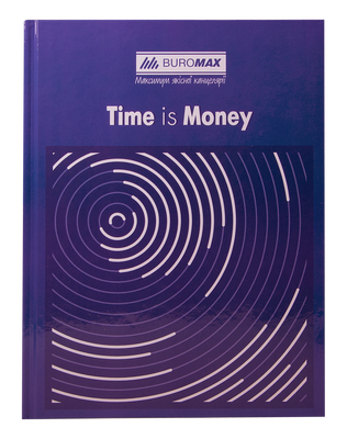 Книга канцелярская TIME IS MONEY, А4, 96 л., клетка, офсет, твердая ламинированная обложка, синяя BM.2400-102 фото