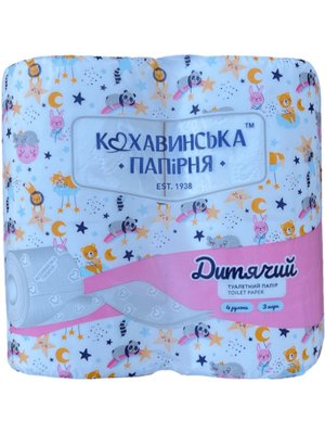 Туалетний папір Кохавинка Дитячий, 3 шари, 170 лист, 4 рул/упаковка 50965 фото