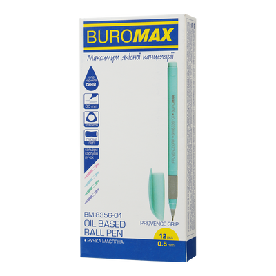 Ручка масляна, синя, з резиновим грипом BM.8356-01 фото