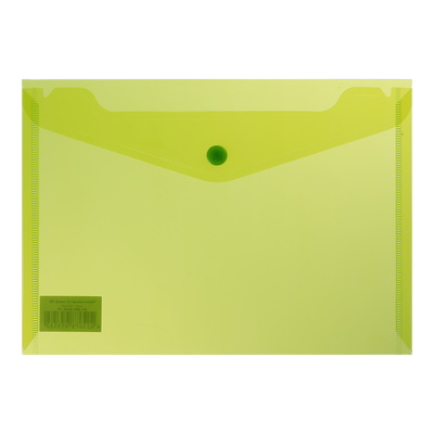 Папка-конверт, на кнопке, А5, глянцевый прозрачный пластик, салатовая BM.3936-15 фото