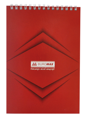 /Блокнот на пружині зверху , А-5, 48 арк,"Monochrome" JOBMAX, клітинка, картонна обкладинка, червоний BM.2474-05 фото