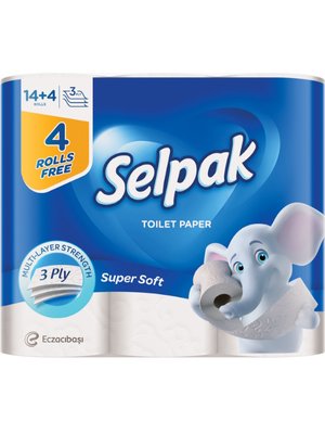 Туалетная бумага SELPAK белая, 14+4 рул/упаковка (4уп/ящ) 84466 фото