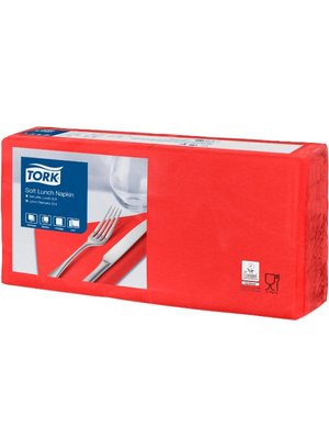 Обідні серветки Tork Advanced Soft, 3 шари, 33х33 см, 150 шт, червоні 477861 фото