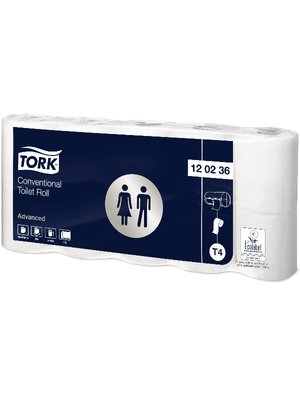 Туалетная бумага Tork Advanced в стандартных рулонах, белая, 2 слоя, 22 м, 10 рул/упаковка 120236 фото