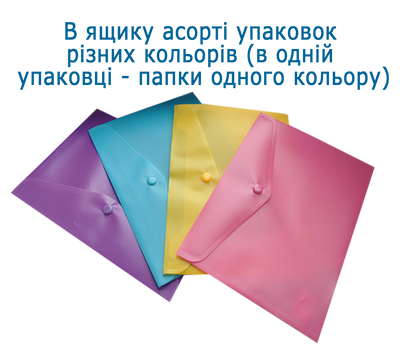 Папка-конверт, на кнопке, А5, глянцевый полупрозр.пластик, ассорти BM.3936-99 фото