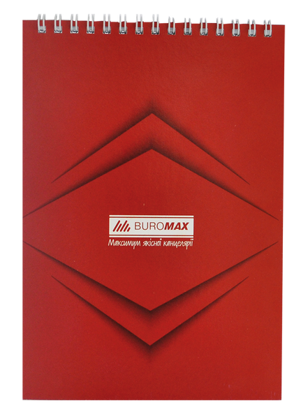 Блокнот на пружині зверху , А-5, 48 арк,"Monochrome" JOBMAX, клітинка, картонна обкладинка, червоний BM.2474-05 фото