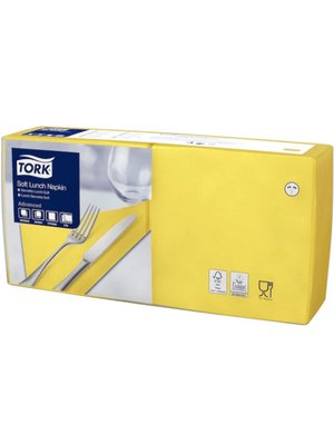 Обідні серветки Tork Advanced Soft, 3 шари, 33х33 см, 150 шт, жовті 477862 фото