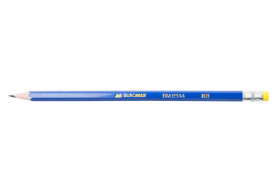 Олівець графітовий НВ JOBMAX, Пластиковий, синій, з гумкою, туба BM.8514 фото